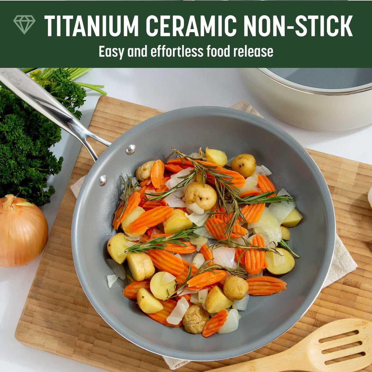 Ceramic Nonstick Pots and Pans Set 12-Piece Cream Q97419