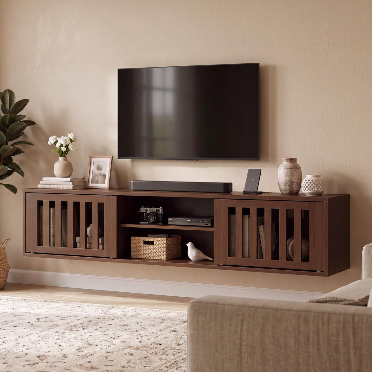 59" Floating TV Stand with Power Outlet I22468