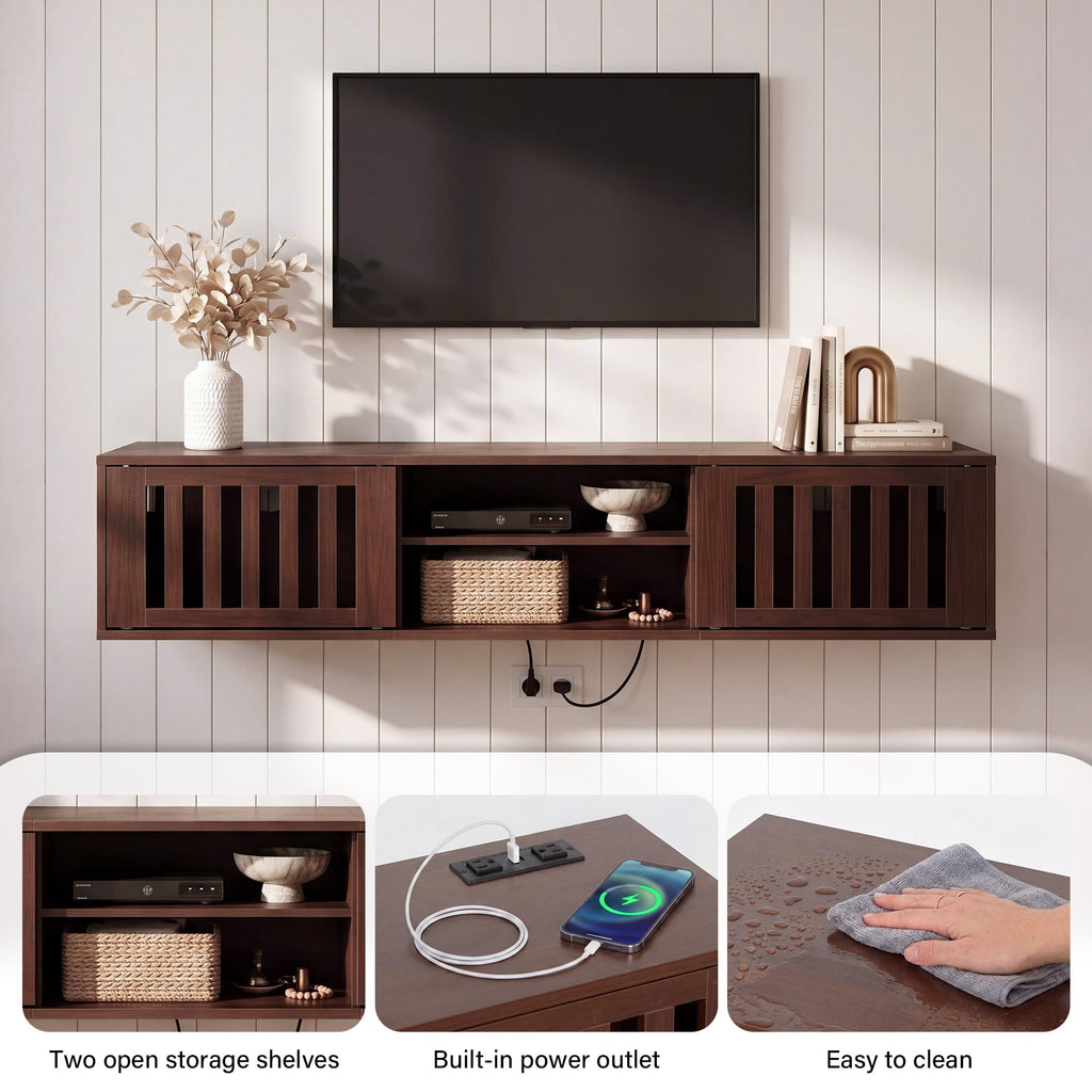 59" Floating TV Stand with Power Outlet I22468