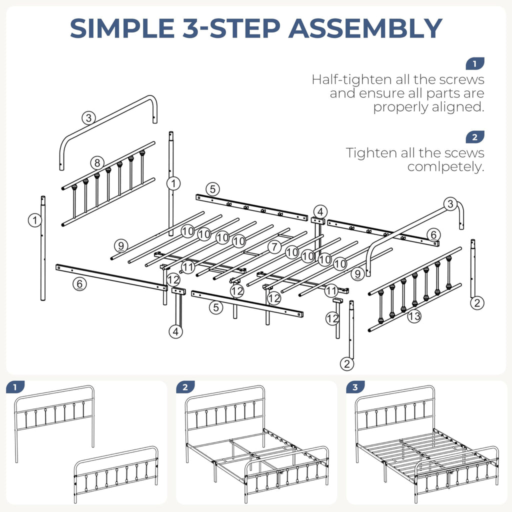 Queen Metal Platform Bed Frame F9970