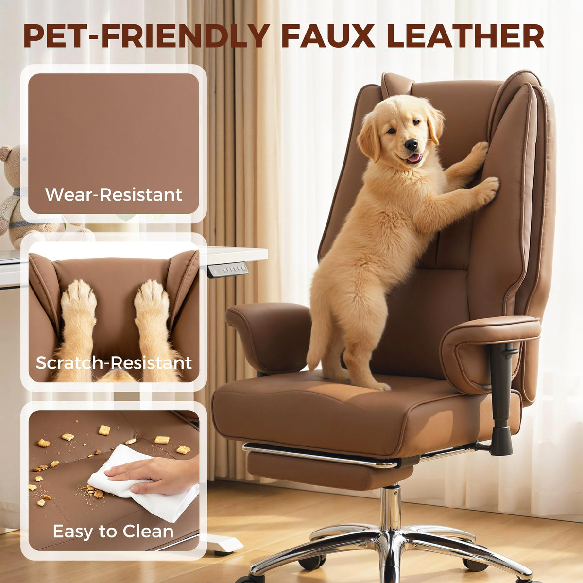 Brown Ergonomic Reclining Office Chair with Footrest B947082