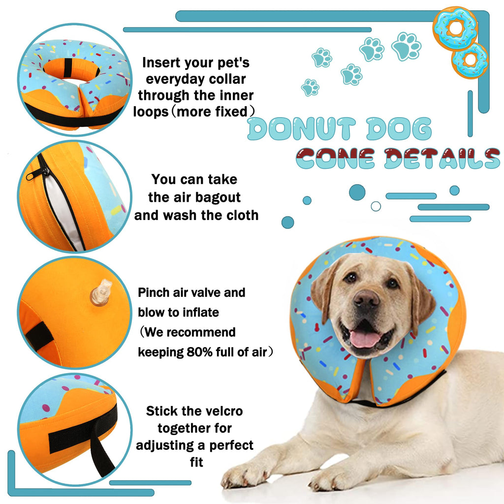 Inflatable Dog Cone Collar Alternative, Adjustable Soft Pet Neck Donut S33637