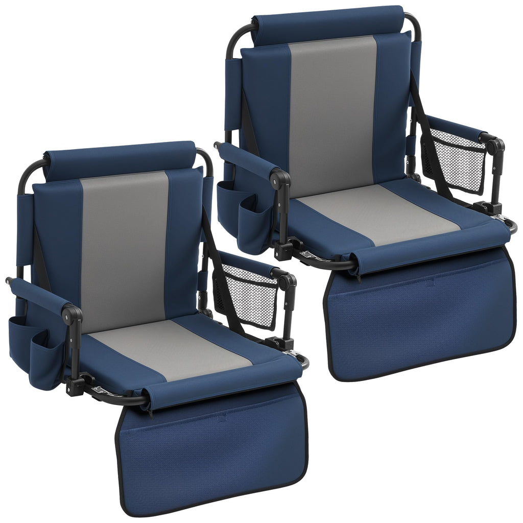 Portable Stadium Seat with Cup Holders & Armrests, Blue & Gray B229