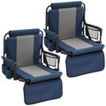 Portable Stadium Seat with Cup Holders & Armrests, Blue & Gray B229