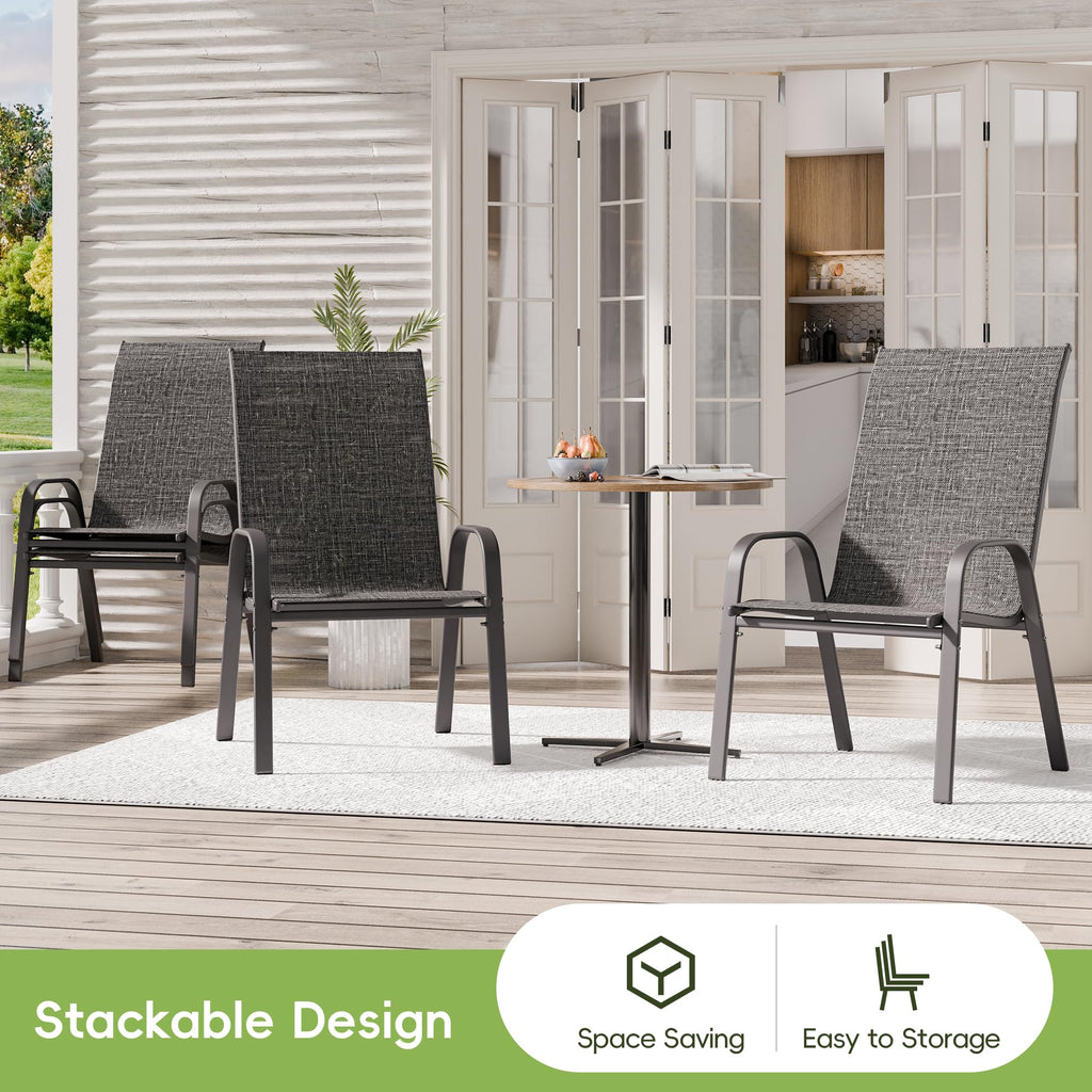 Dark Grey Metal Patio Chairs Set of 4 Z295