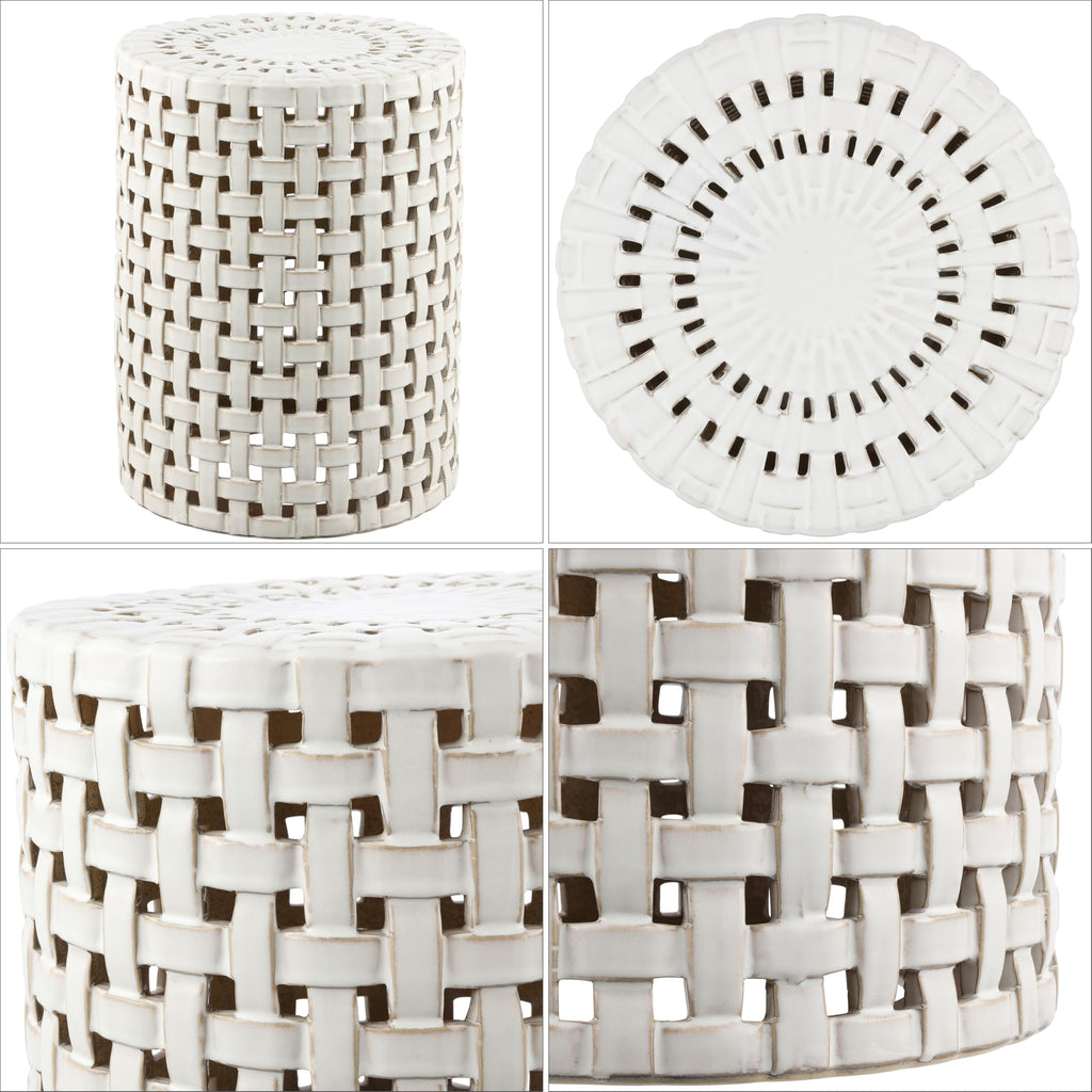 Cream Ceramic Decorative Accent Garden Stool N110