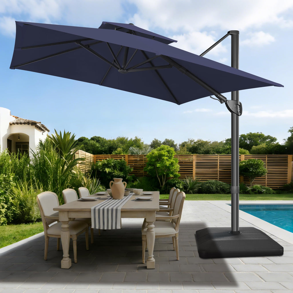 10x10 FT Square Navy Blue Cantilever Patio Umbrella K37820