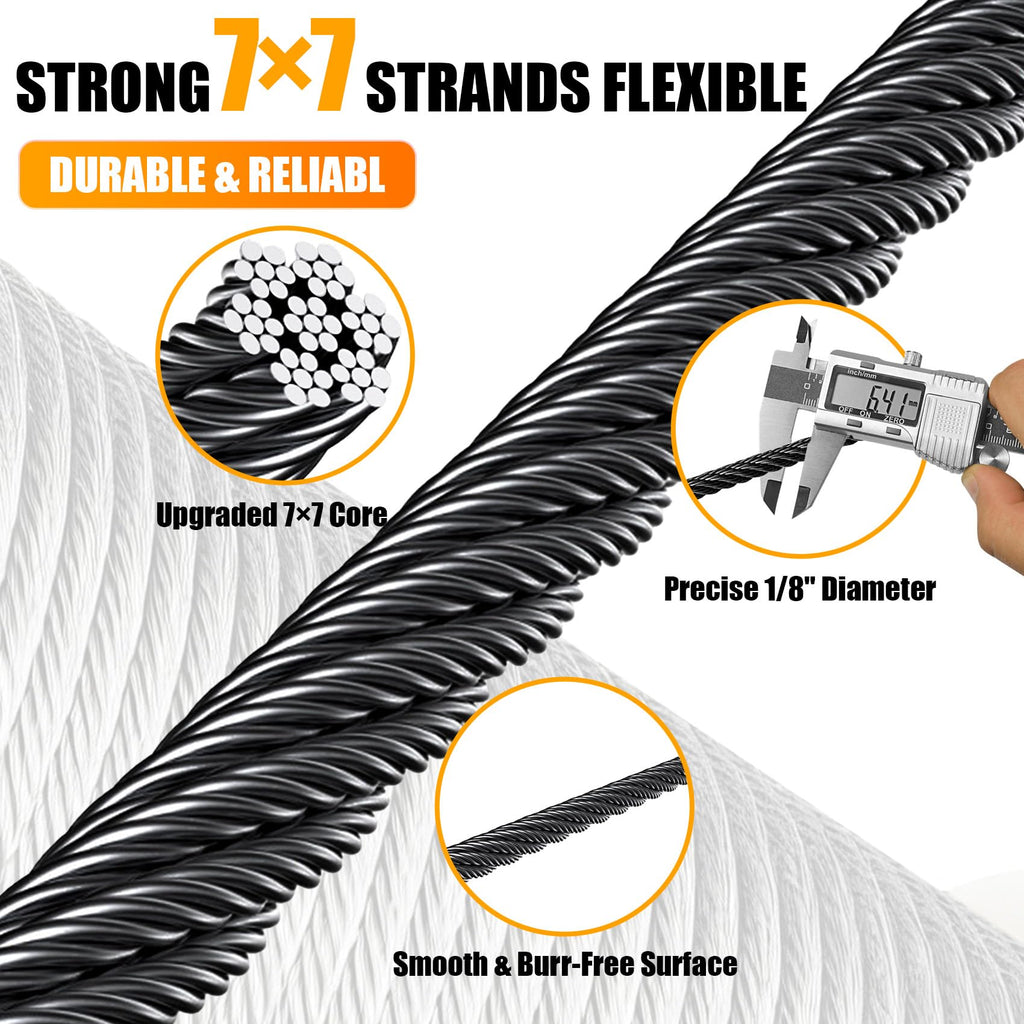 1/8" Stainless Steel Cable 1000FT T316 Wire Rope R58497