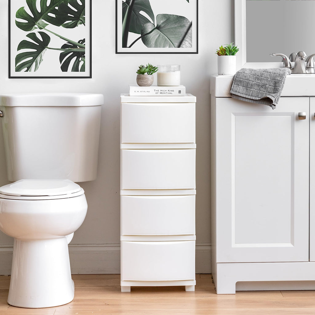 White 4 Drawer Slim Narrow Storage Organizer U9489