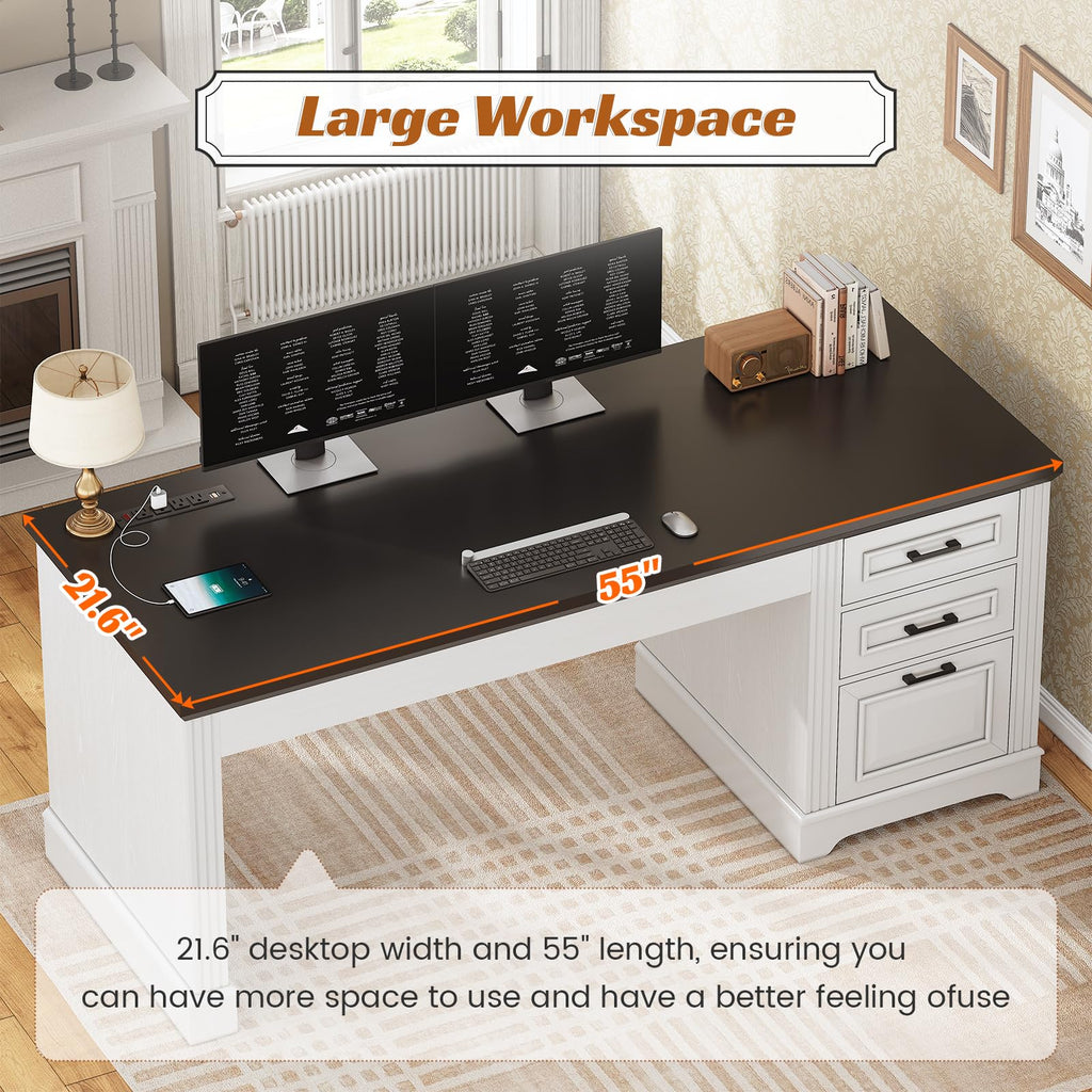 White Office Desk with 3 Drawers G8824