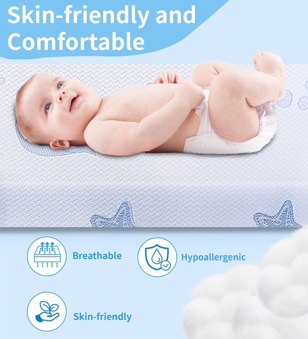 Dual-Sided Memory Foam Pack and Play Mattress with Removable Washable Cover Q7544