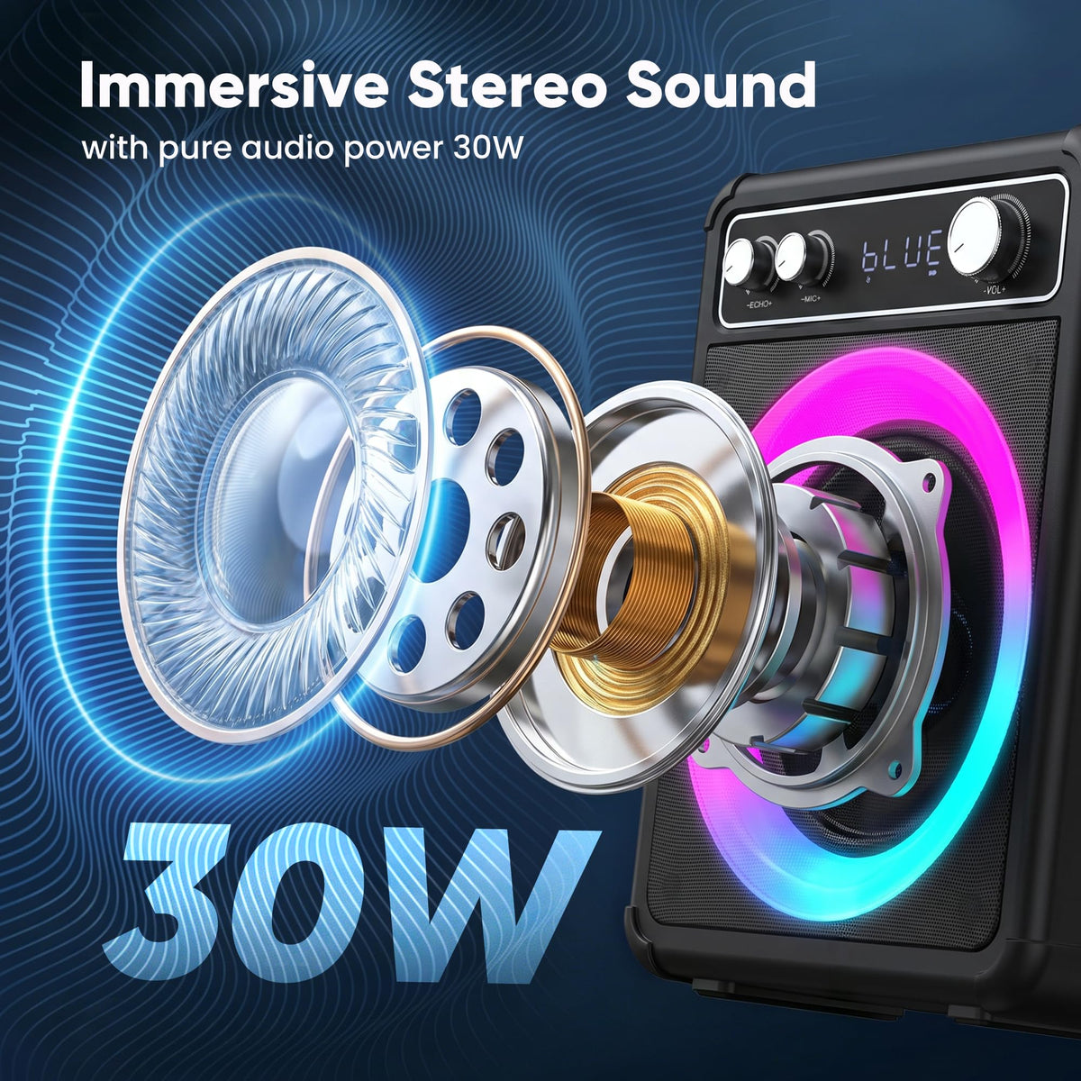 Karaoke Machine with 2 Wireless Mics S5610
