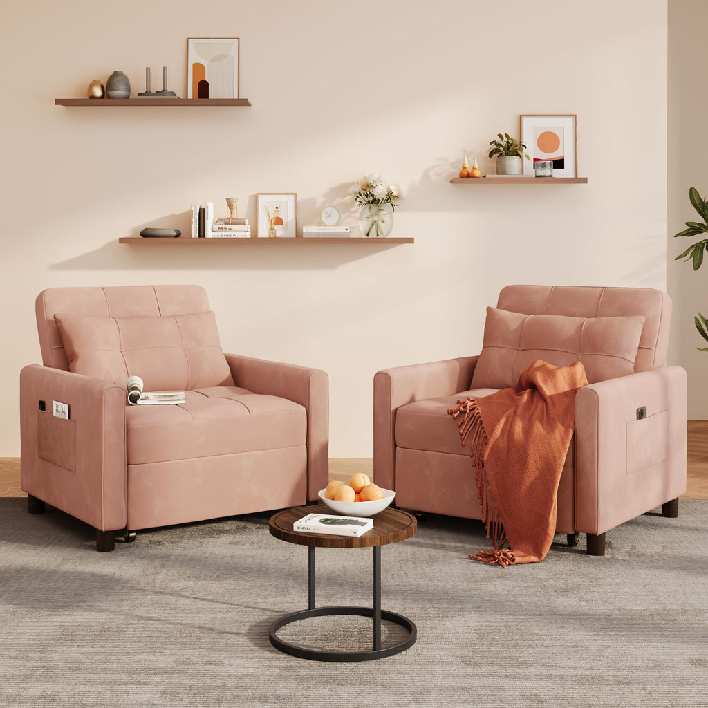 Pink Convertible Sleeper Chair Sofa Bed J564910