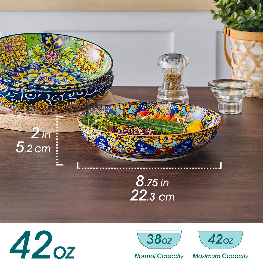 Pasta Bowls Set of 4, 42oz Ceramic Serving Bowls L660957