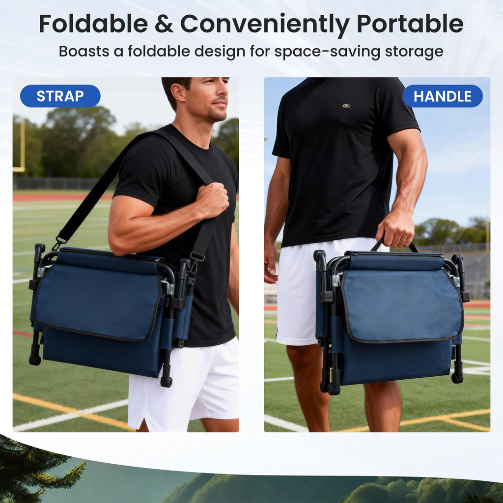 Portable Stadium Seat with Cup Holders & Armrests, Blue & Gray B229