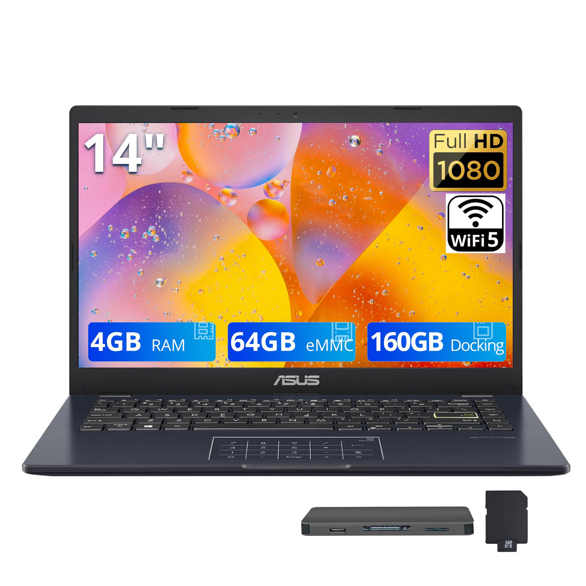 14" FHD Laptop, Intel Celeron N4500, 4GB RAM, 224GB Storage, Quiet Blue N428737