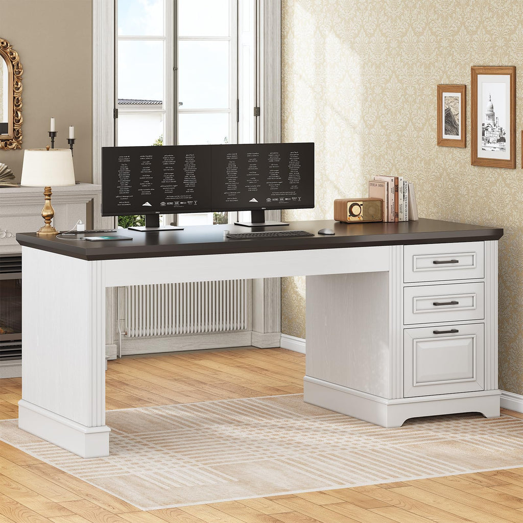 White Office Desk with 3 Drawers G8824