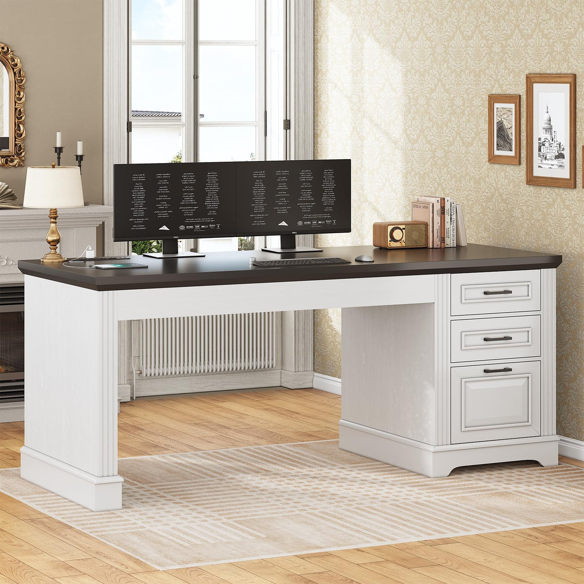 White Office Desk with 3 Drawers G8824