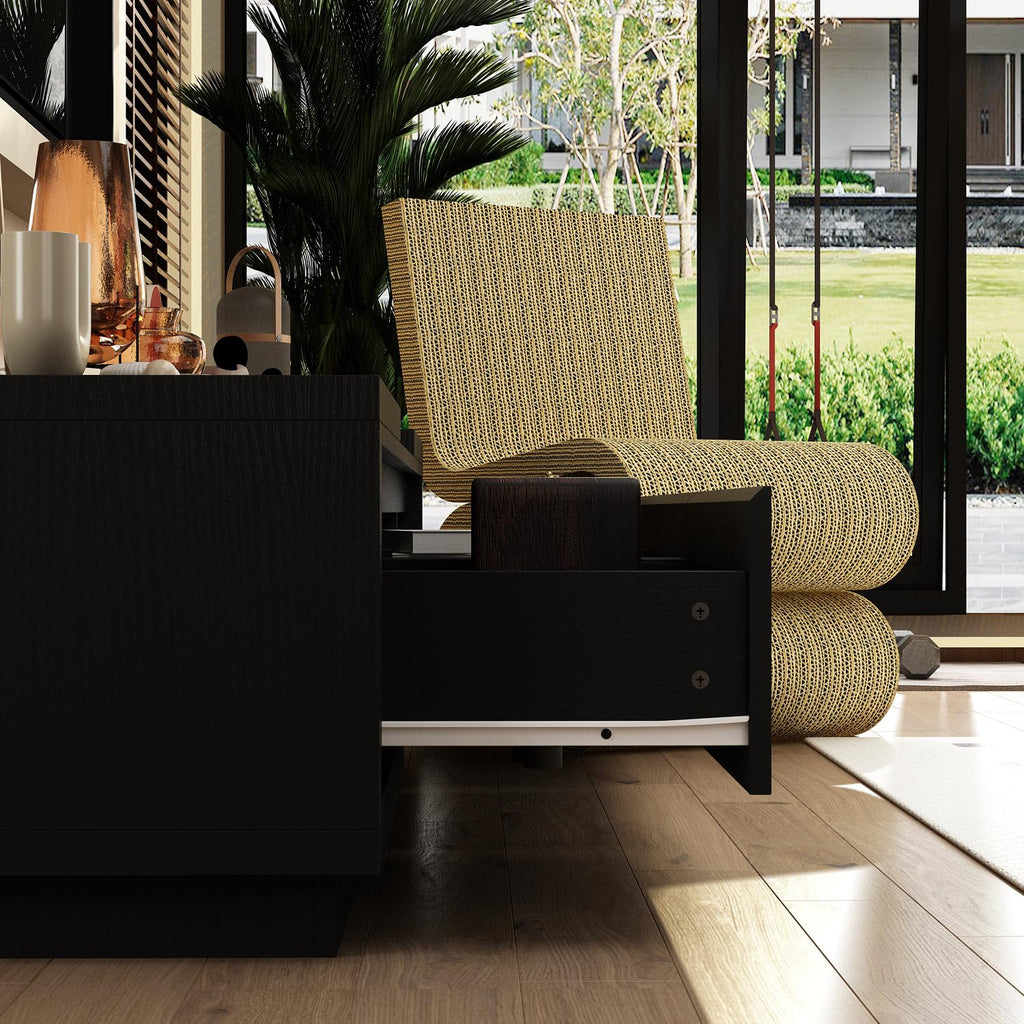 Expandable TV Stand Media Console Table with Three Drawers and Two Open Shelves V3240