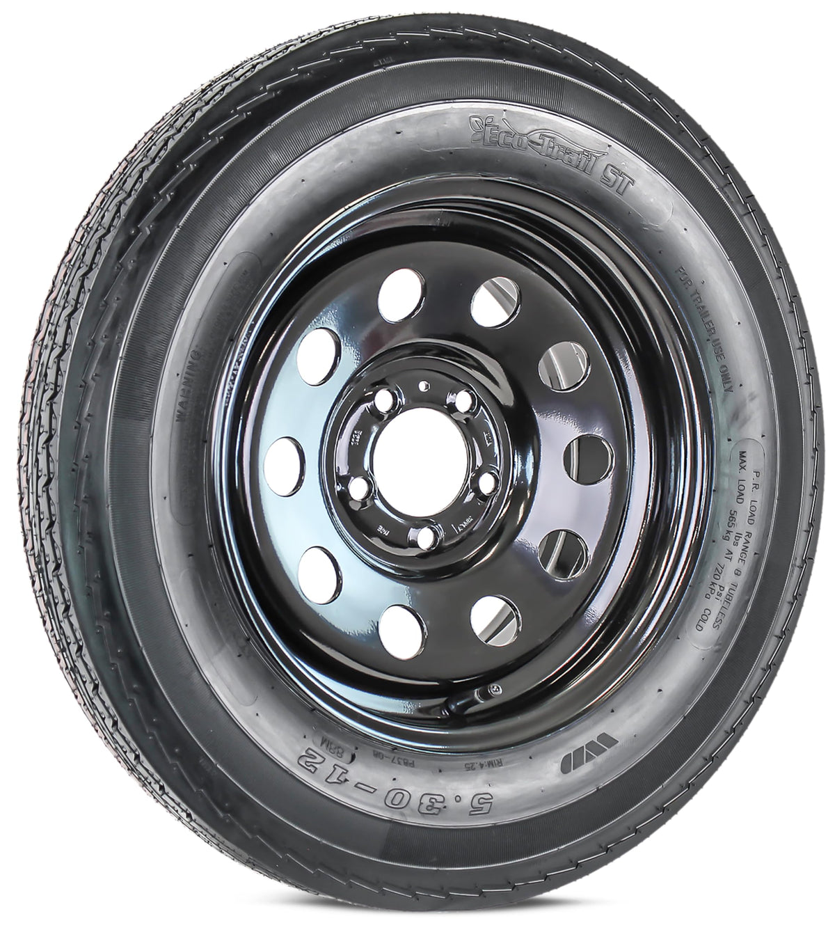 2-Pack Trailer Tire Rim Assembly 5.30-12 5 Lug Black Y63515