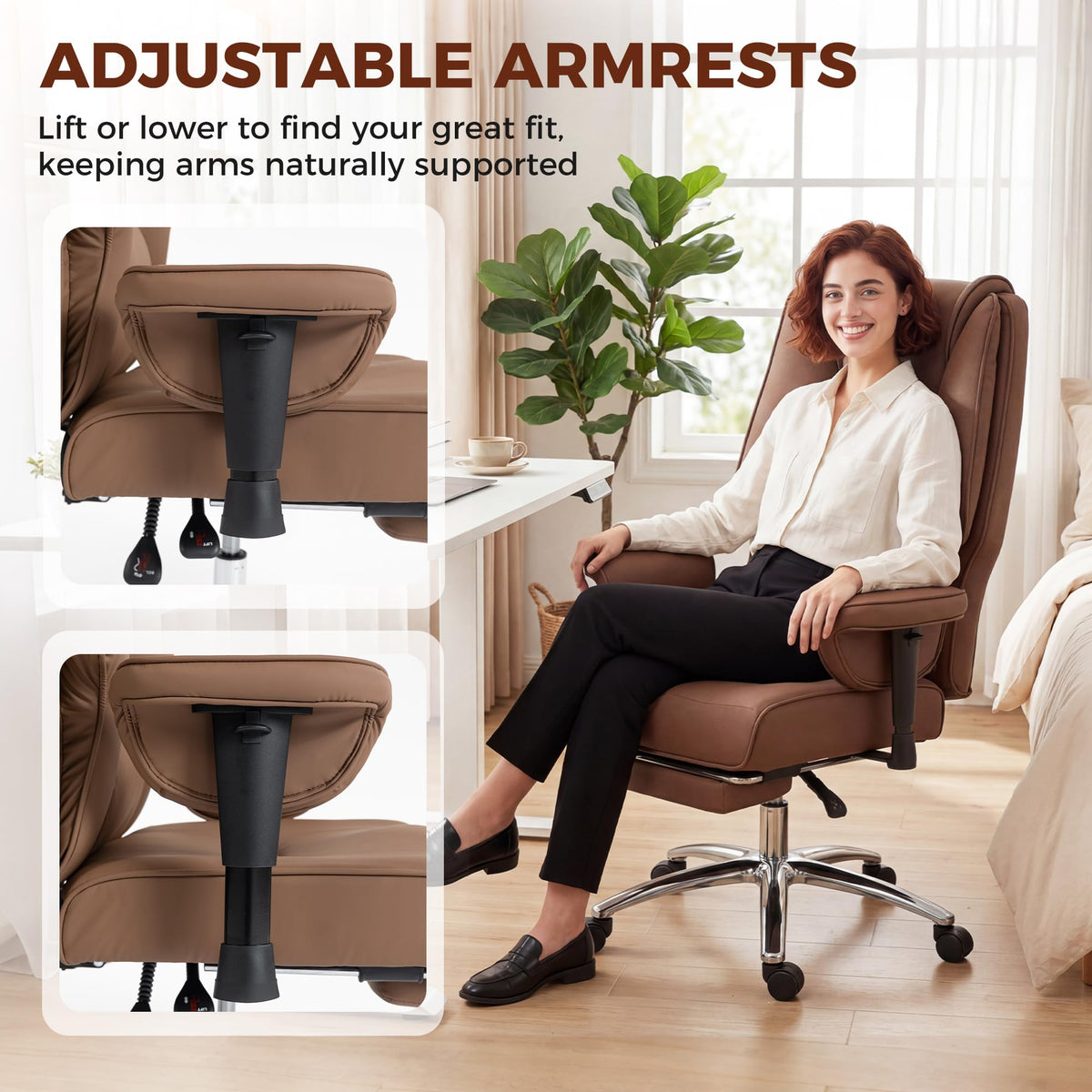 Brown Ergonomic Reclining Office Chair with Footrest B947082