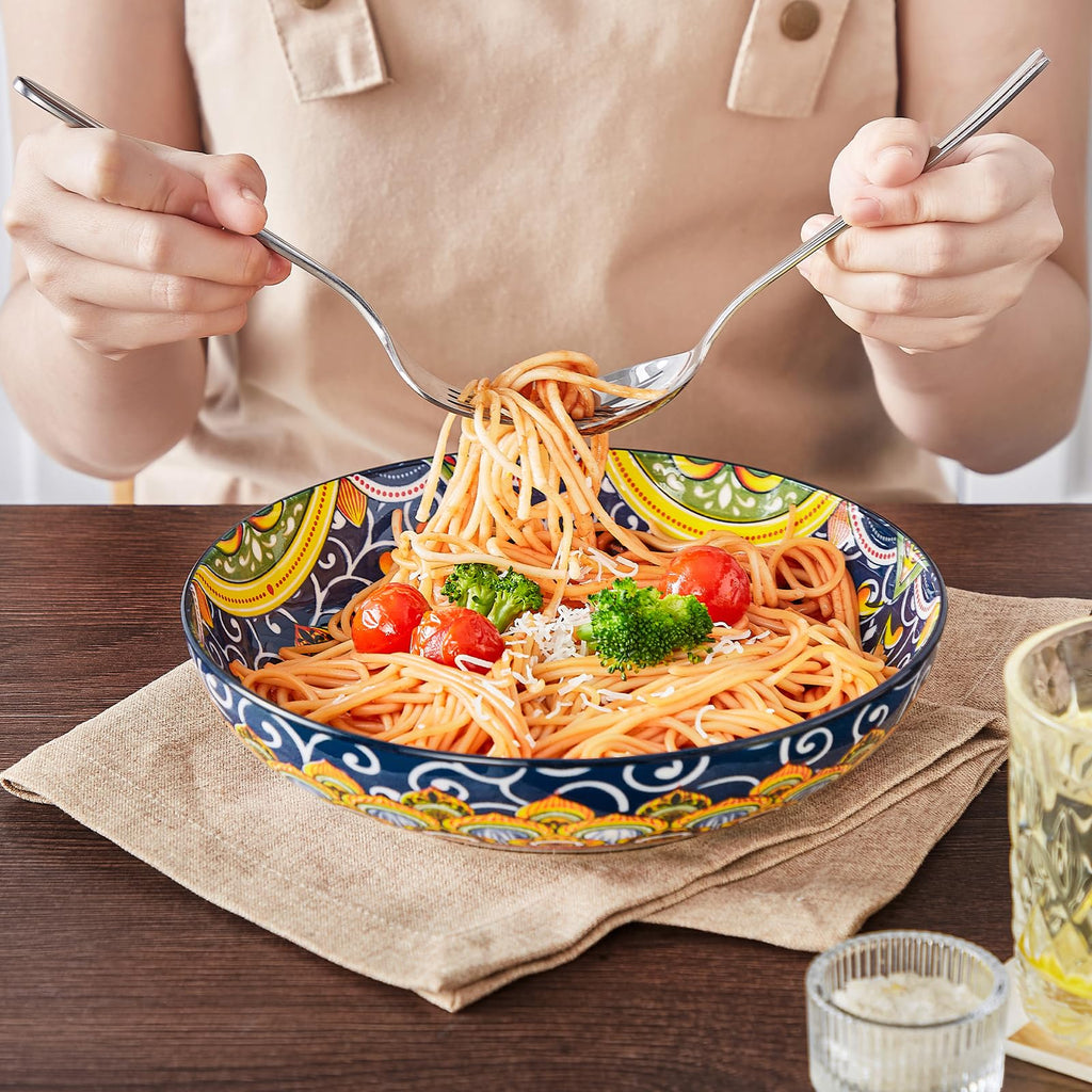 Pasta Bowls Set of 4, 42oz Ceramic Serving Bowls L660957