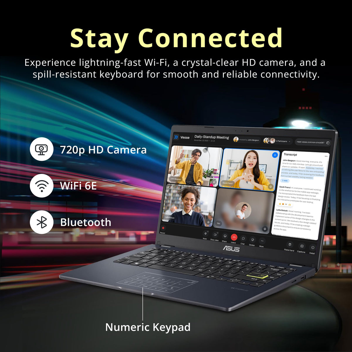 14" FHD Laptop, Intel Celeron N4500, 4GB RAM, 224GB Storage, Quiet Blue N428737