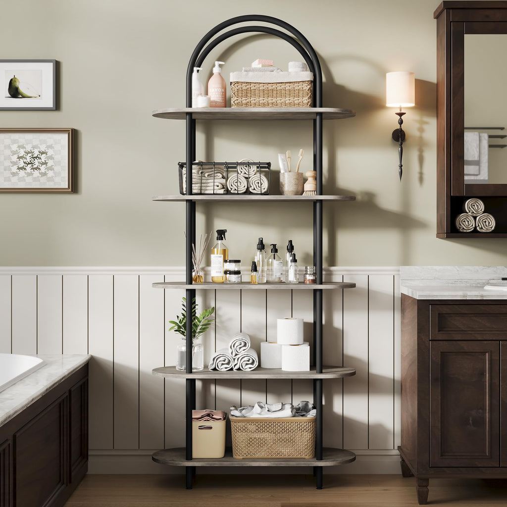 5-Tier Open Arched Bookshelf with Metal Frame Y9641