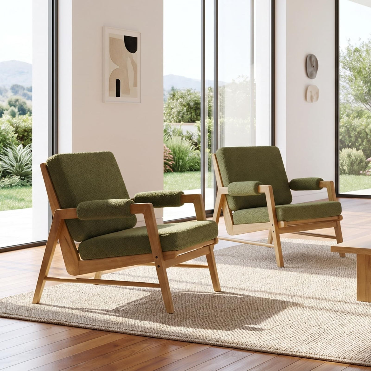 Boucle Upholstered Accent Chair Set of 2 O898