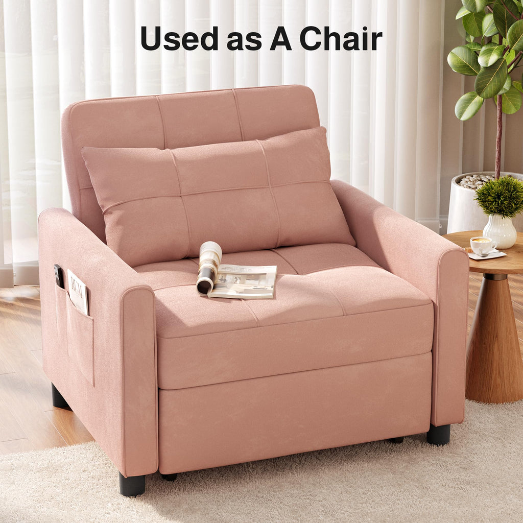 Pink Convertible Sleeper Chair Sofa Bed J564910