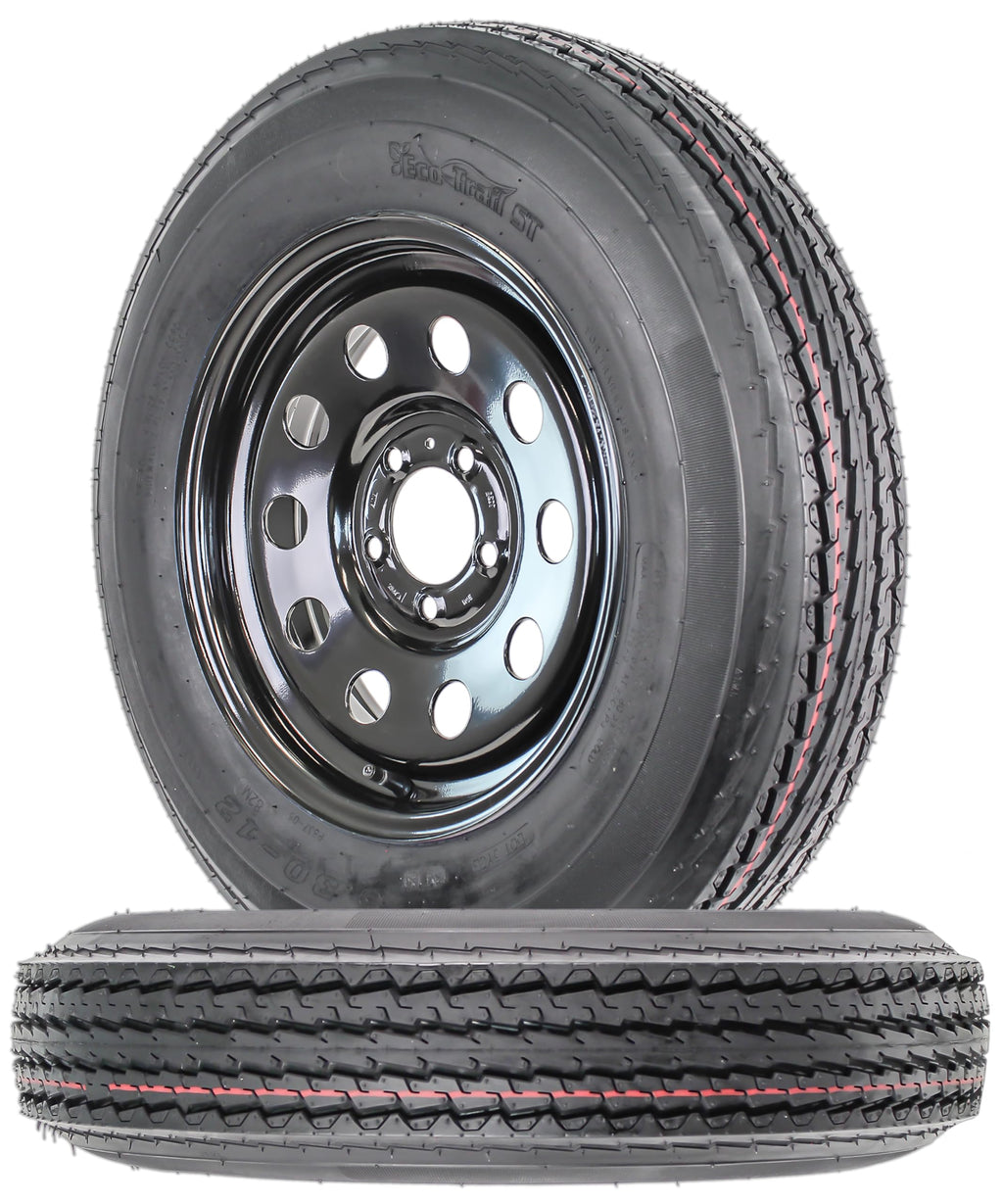 2-Pack Trailer Tire Rim Assembly 5.30-12 5 Lug Black Y63515