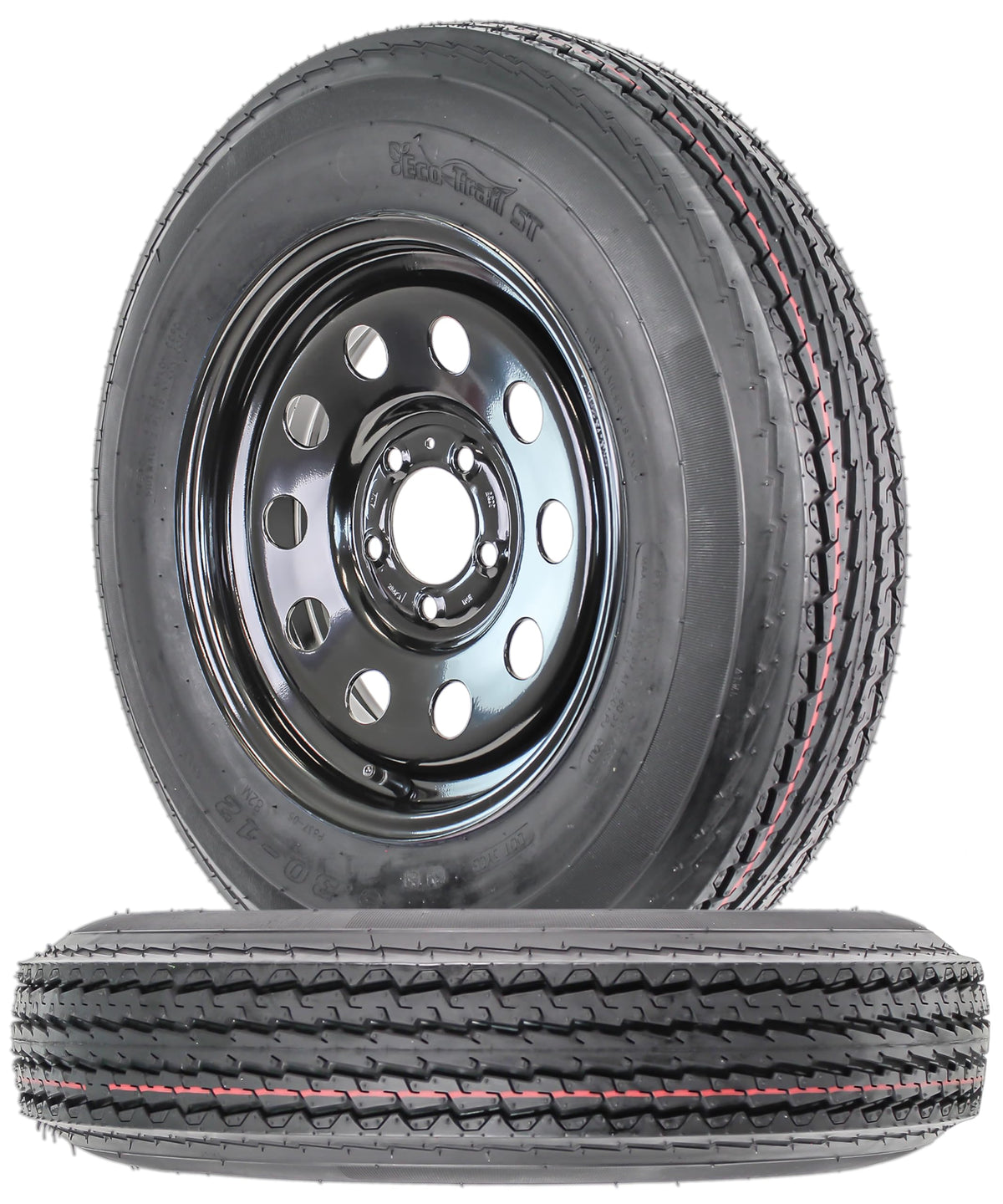 2-Pack Trailer Tire Rim Assembly 5.30-12 5 Lug Black Y63515