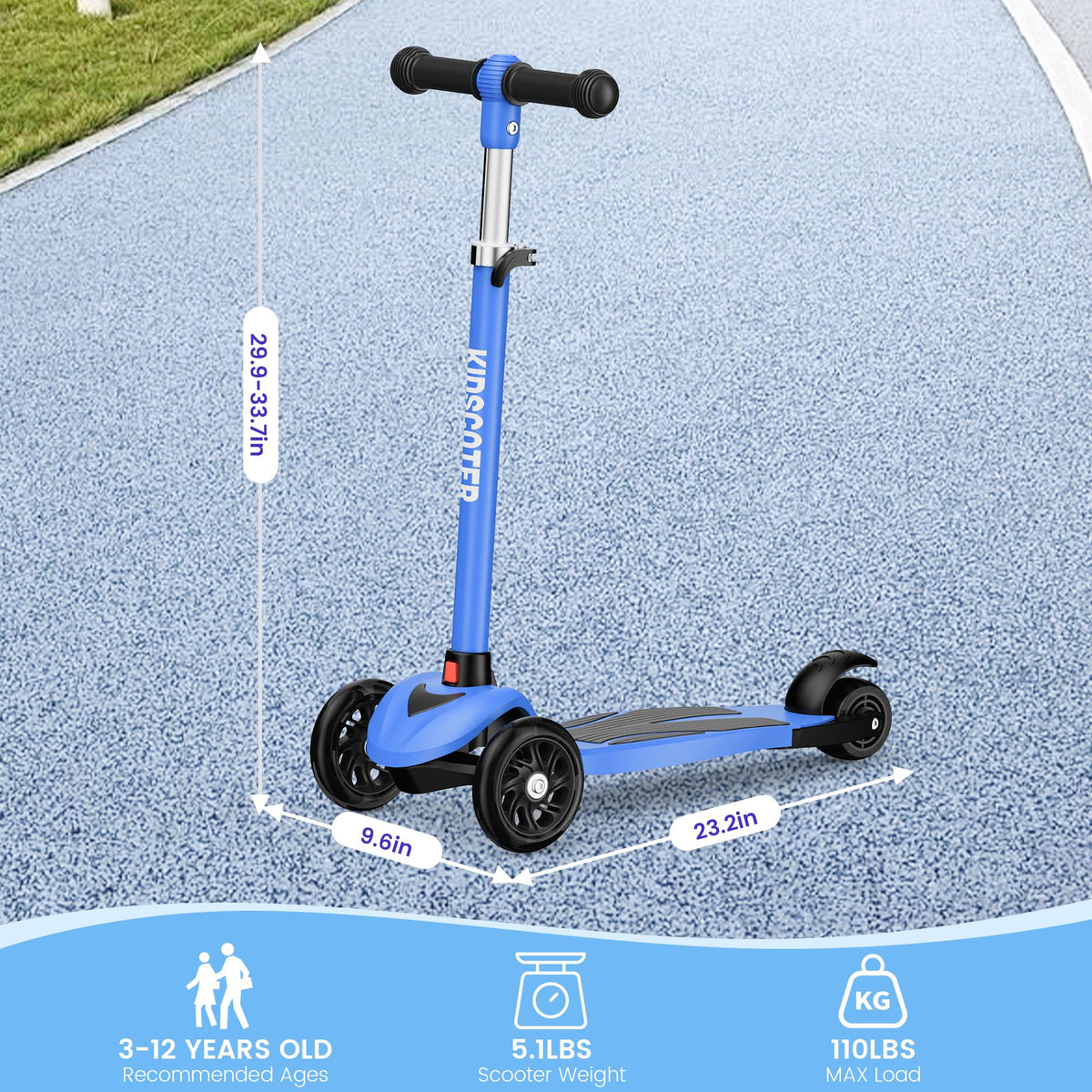 Multicolor 3 Wheel Kids Scooter with LED Light-Up Wheels Y7259