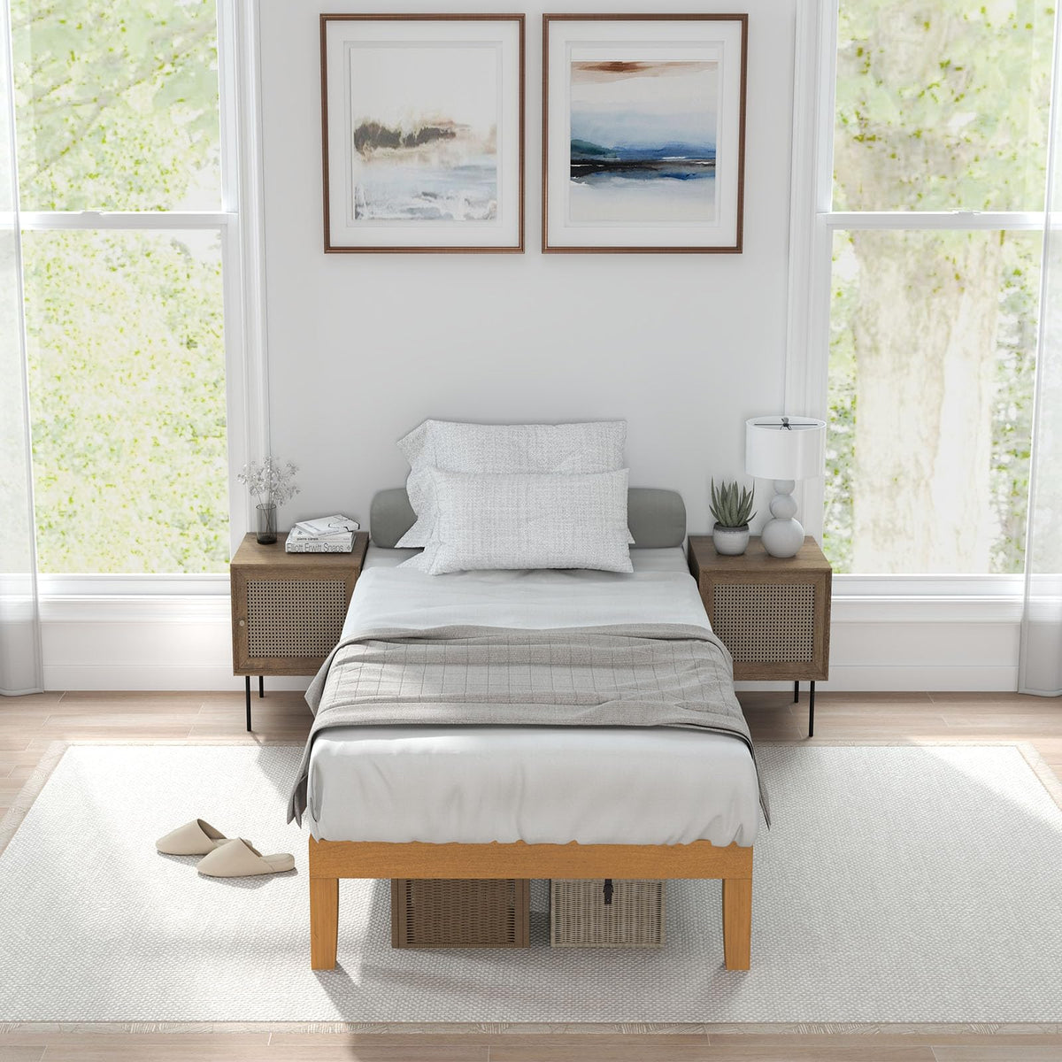 Twin Size 12 Inch Wood Platform Bed Frame B68175