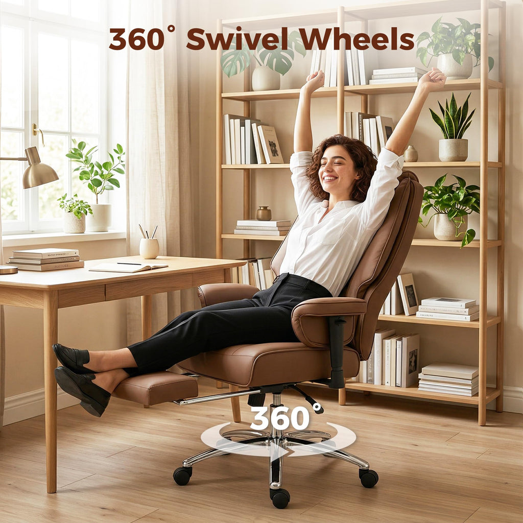Brown Ergonomic Reclining Office Chair with Footrest B947082
