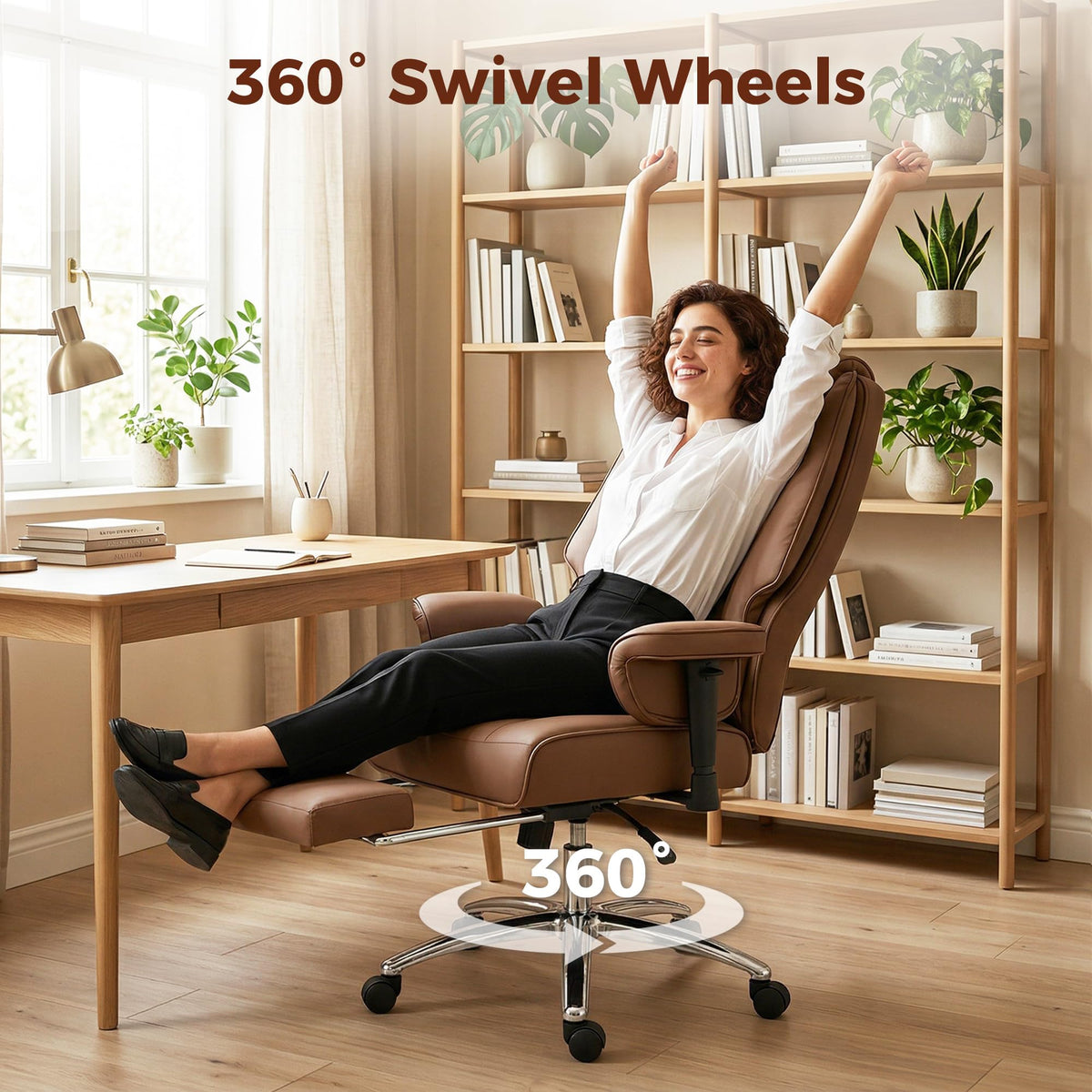 Brown Ergonomic Reclining Office Chair with Footrest B947082