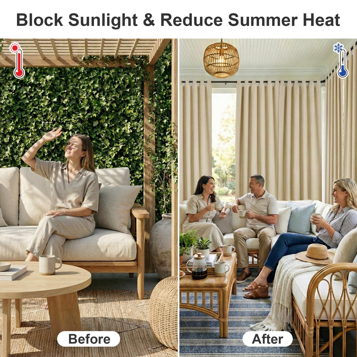 Waterproof Outdoor Curtains 2 Panels Q966044