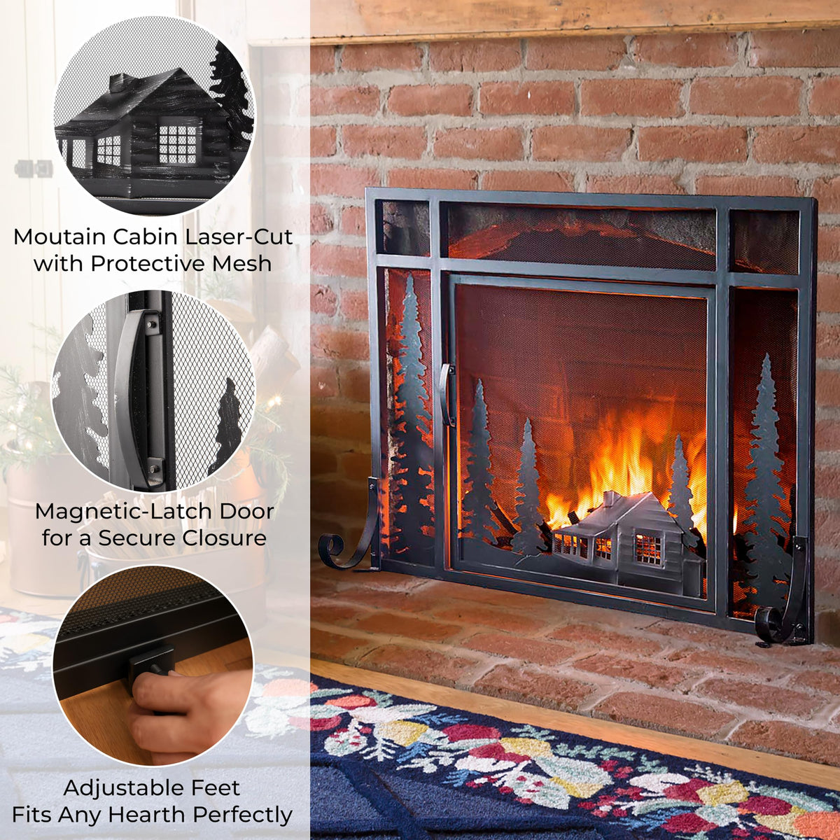 Black Metal Fireplace Screen A7079