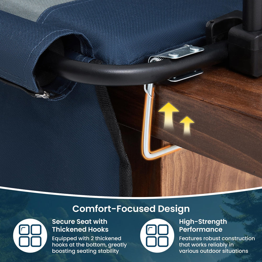 Portable Stadium Seat with Cup Holders & Armrests, Blue & Gray B229