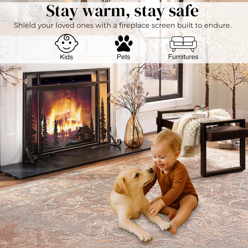 Black Metal Fireplace Screen A7079