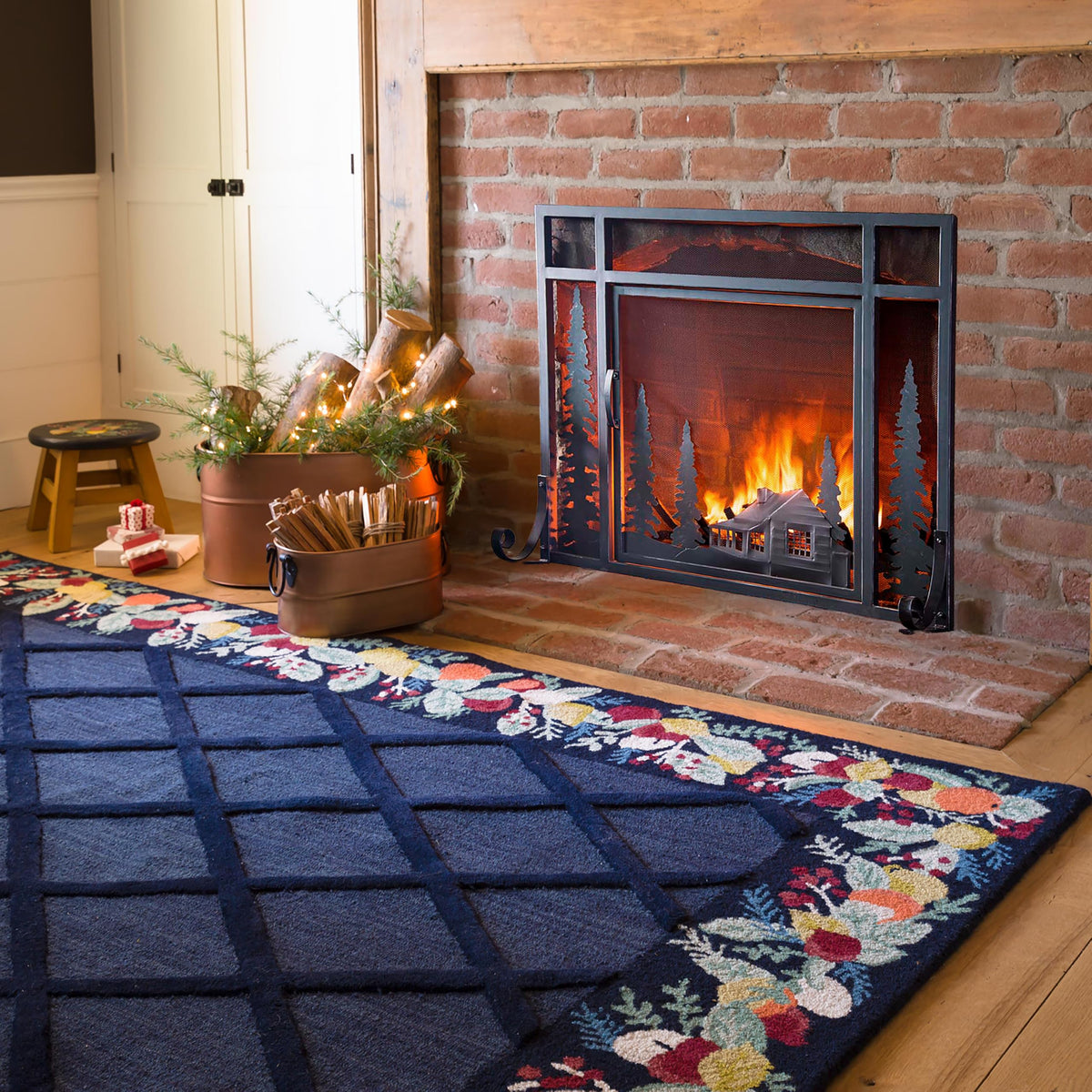 Black Metal Fireplace Screen A7079
