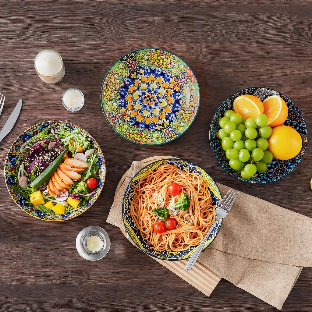 Pasta Bowls Set of 4, 42oz Ceramic Serving Bowls L660957