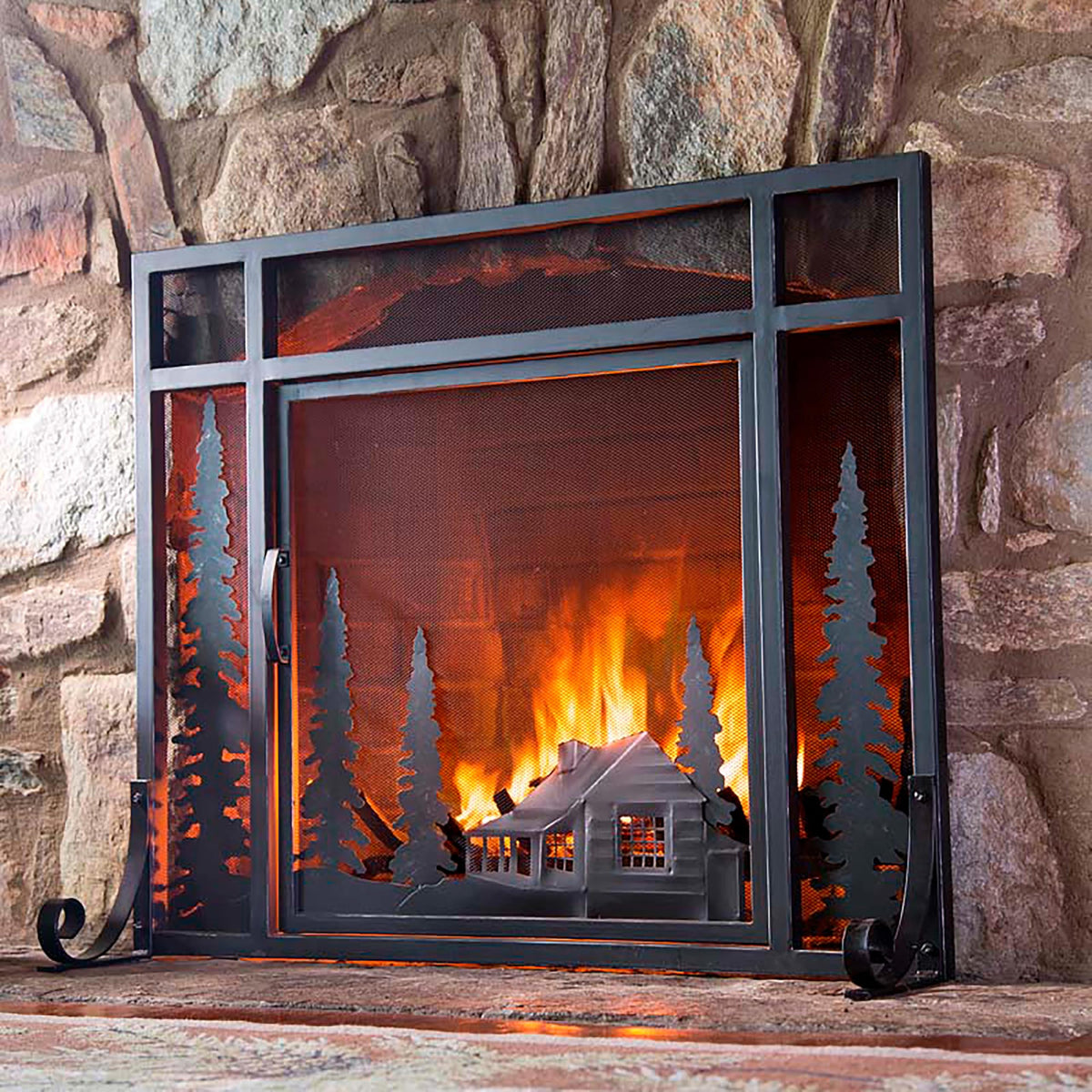 Black Metal Fireplace Screen A7079