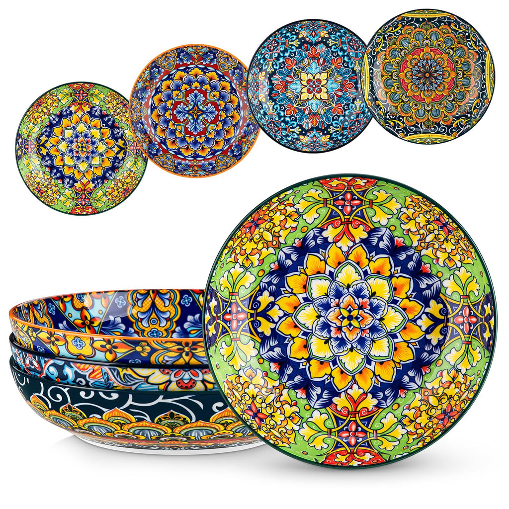 Pasta Bowls Set of 4, 42oz Ceramic Serving Bowls L660957