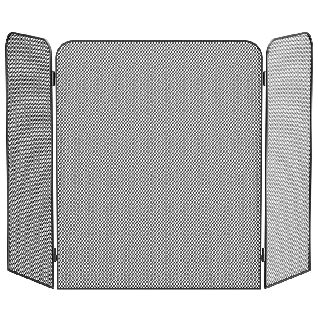 Iron 3-Panel Fireplace Screen Spark Guard W44361