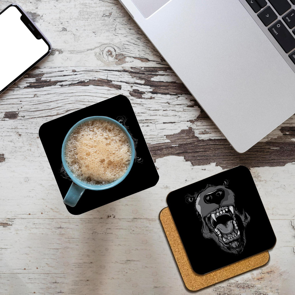 Black Bear Face Set of 4 Coasters D718009