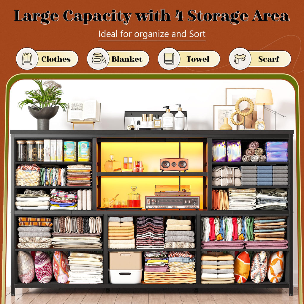 Dresser with LED Lights & Charging Station N7653
