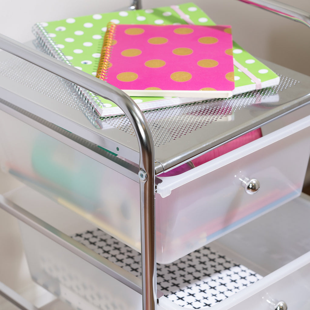 3 Drawer Plastic Storage Cart on Wheels F77386