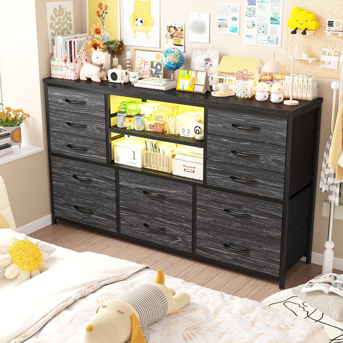 Dresser with LED Lights & Charging Station N7653