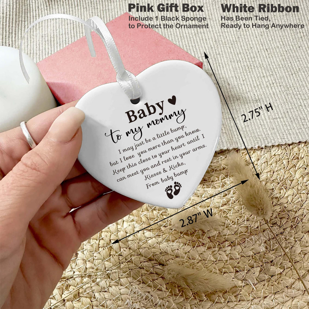 White Ceramic Heart Shaped Ornament J5580